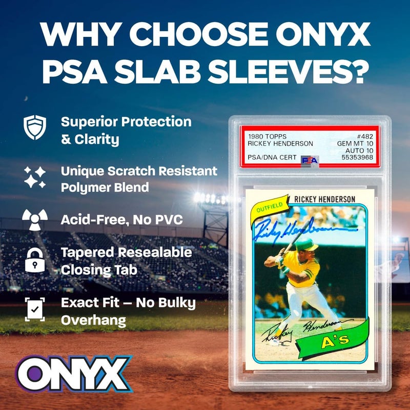 Onyx PSA Slab Sleeves - Graded Card Sleeves, PSA Perfect Fit Clear Cards Sleeves, Card Protector Sleeves, Exact Fit Plastic Trading Bags, Cover Guard Saver Holder Sleeve Grading Baseball, Sports, MTG - Image 2